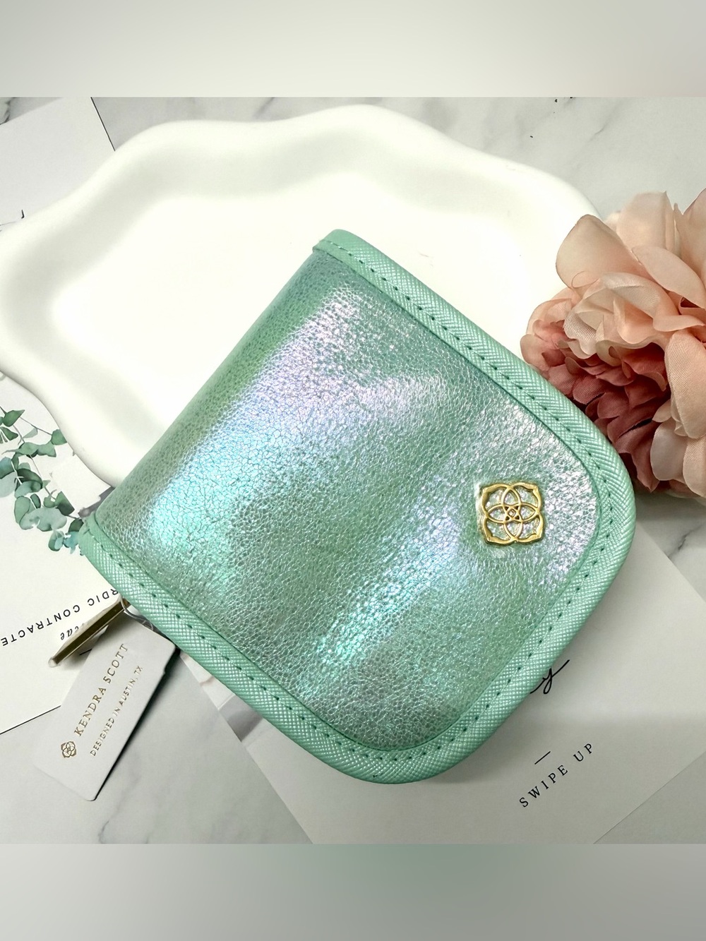 Kendra Scott Metallic Mint Travel Jewelry Case Organizer